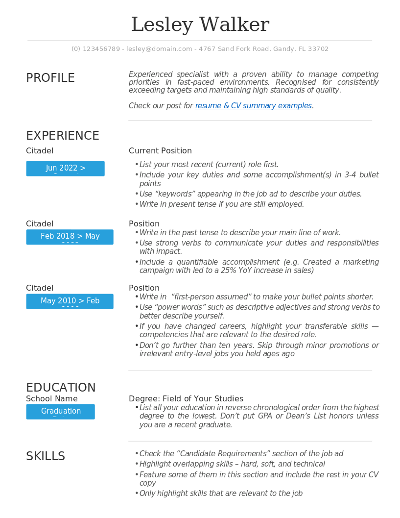 pro path cv preview